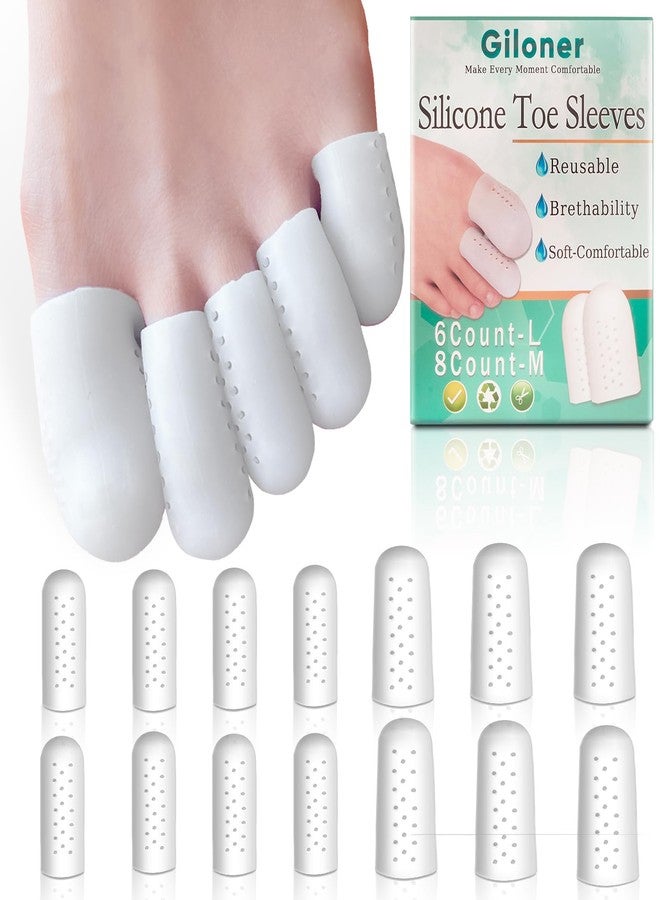 Giloner Toe Sleeves Toe Protectors for Women,14Pcs Gel Toe Caps Sleeves to Pain Relief for Ingrown Toenails,Blisters,Calluses,Toenail Loss.Toe Protectors 2 Size 8S+6M - Image 1